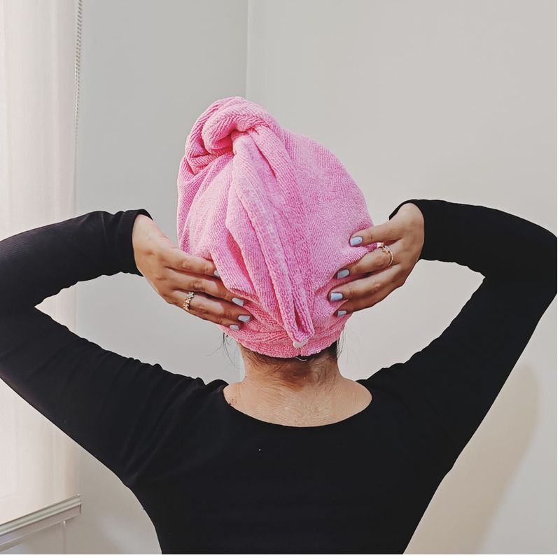 GENERICO - Toalla Turbante de Microfibra - Color Rosado