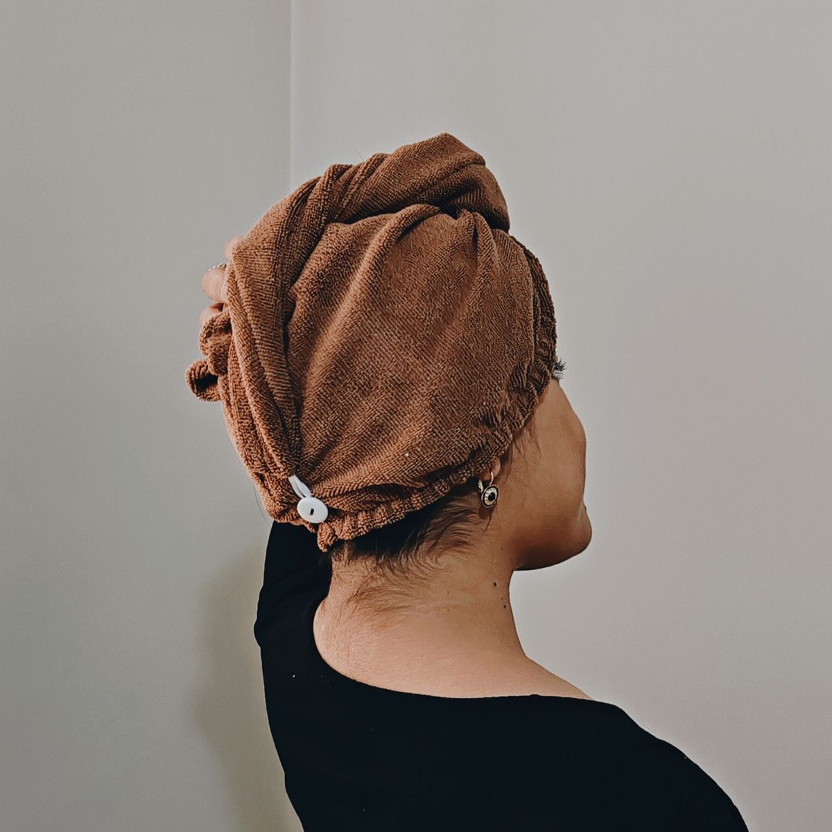 GENERICO - Toalla Turbante de Microfibra - Color Marrón