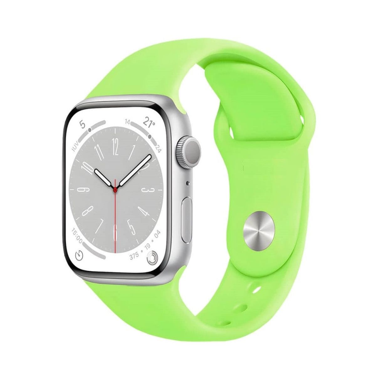 GENERICO - CORREA DE SILICONA PARA WATCH 42-44-45-49 MM VERDE MANZANA