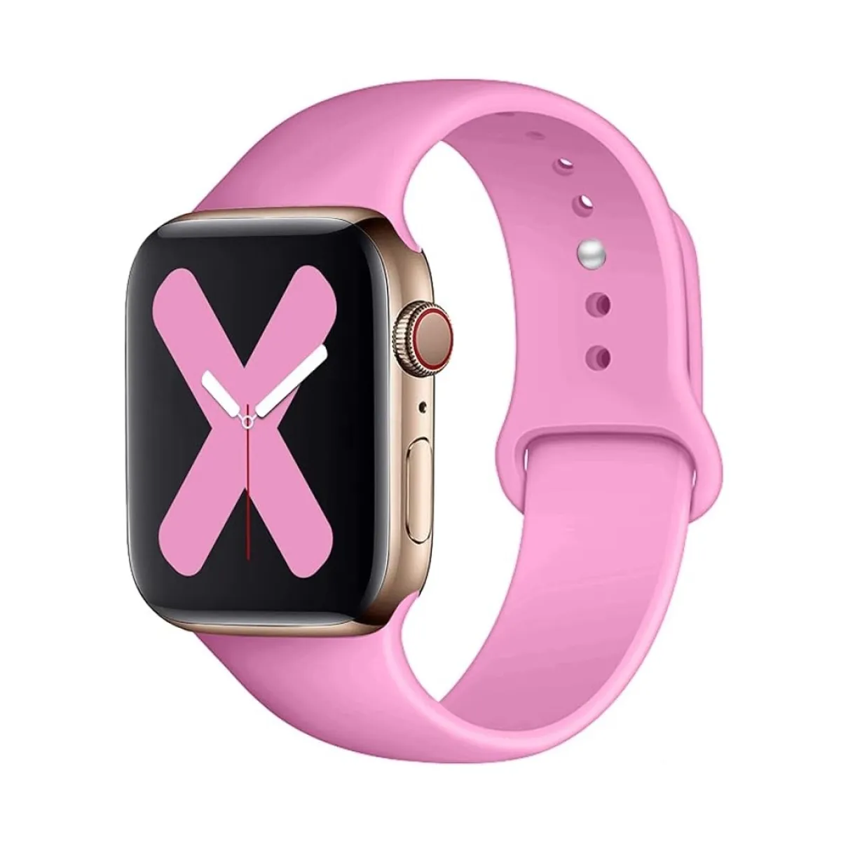 GENERICO - CORREA DE SILICONA PARA WATCH 38-40-41 MM ROSA BRILLANTE