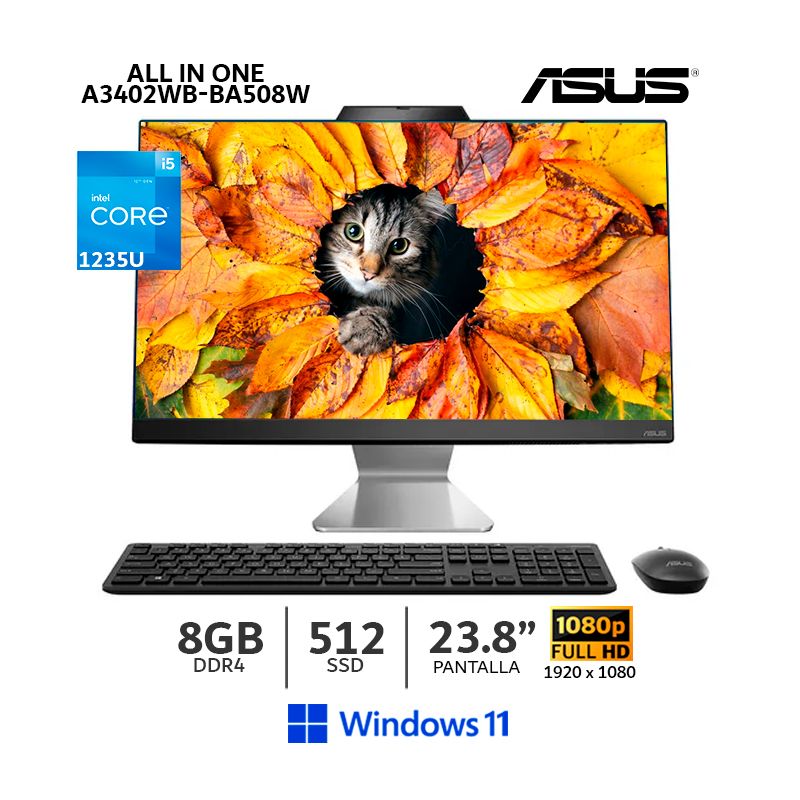 ASUS - All In One Asus A3402WBAK-BA508W Intel Core i5-1235U-8Gb Ram-512Gb SSD-238 FHD