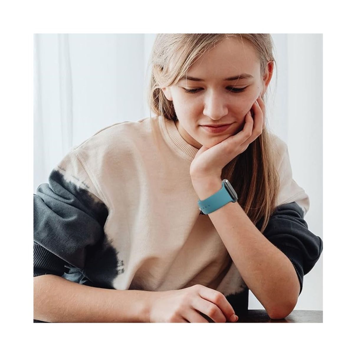 GENERICO - CORREA DE SILICONA PARA WATCH 38-40-41 MM CELESTE CACTUS