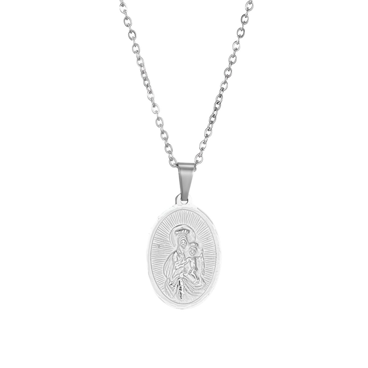 GENERICO - Collar Mujer Medalla Virgen Del Carmen Joya Religiosa Plata