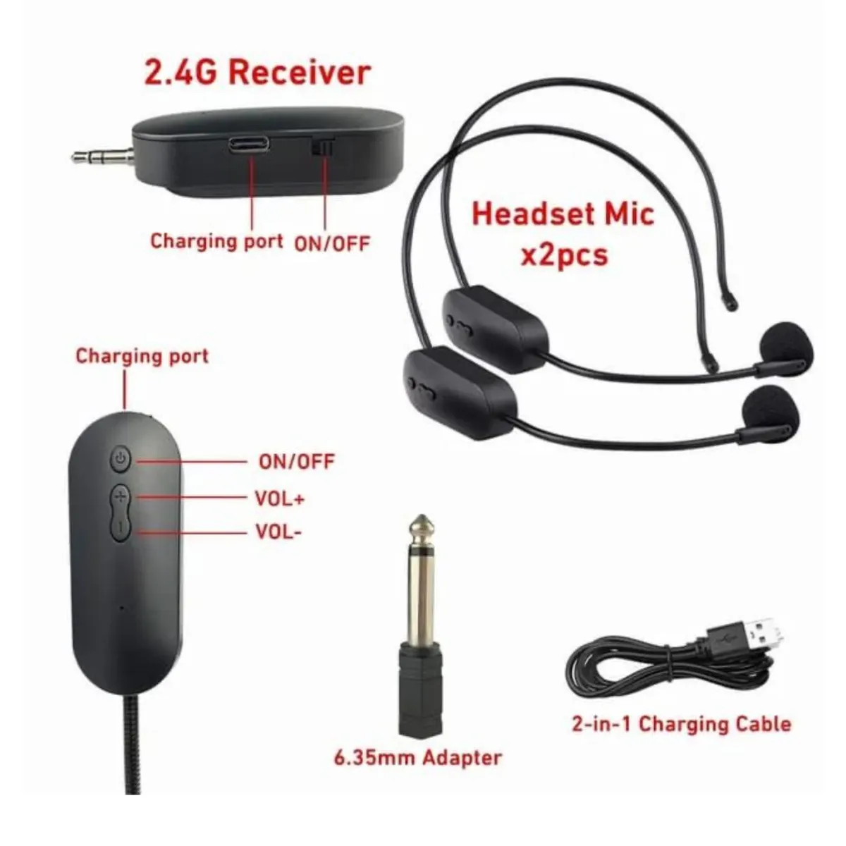 GENERICO - Microfono Inalambrico Tipo Vincha X2