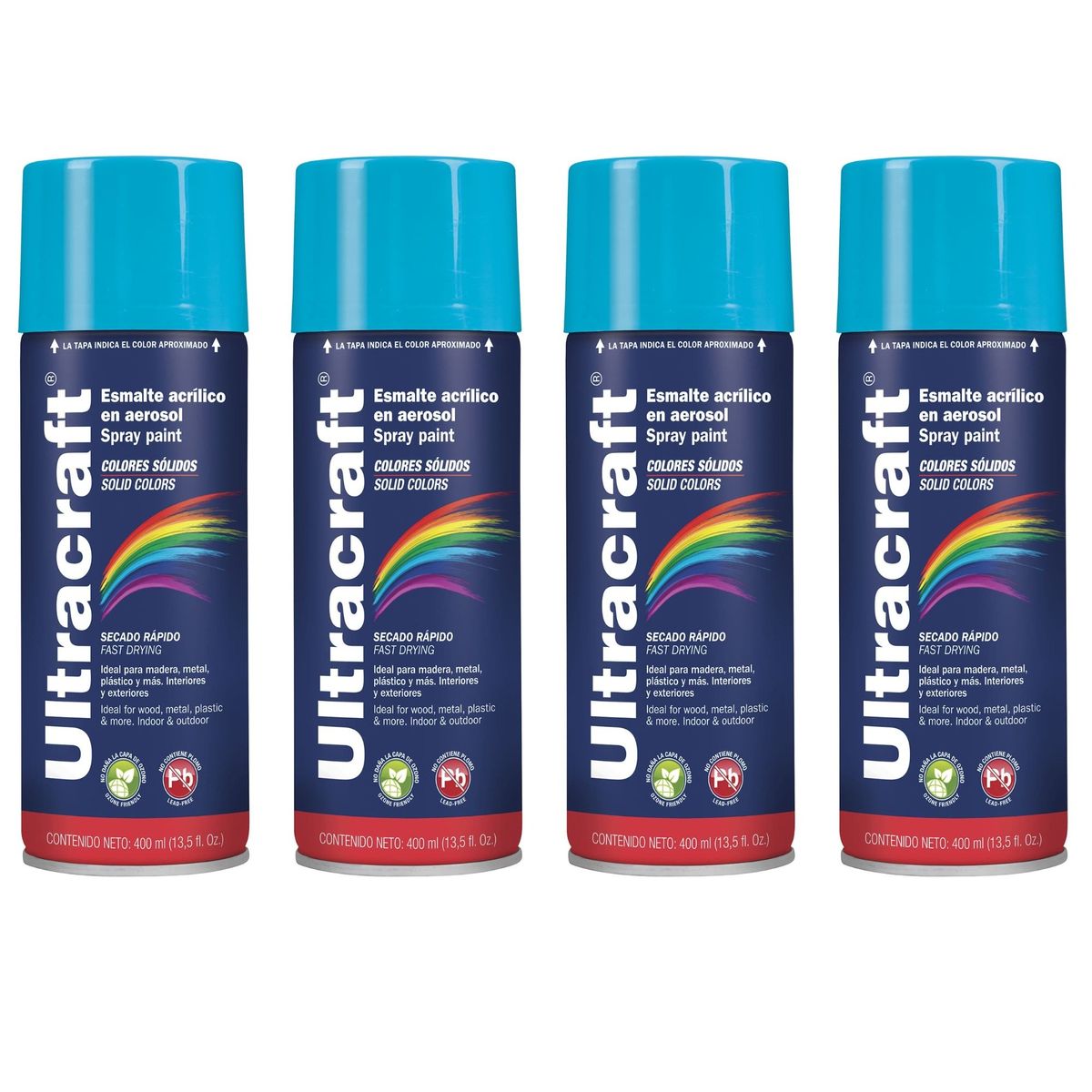 TRUPER - Pintura spray color CELESTE, 4 UNIDADES ULTRACRAF TRUPER
