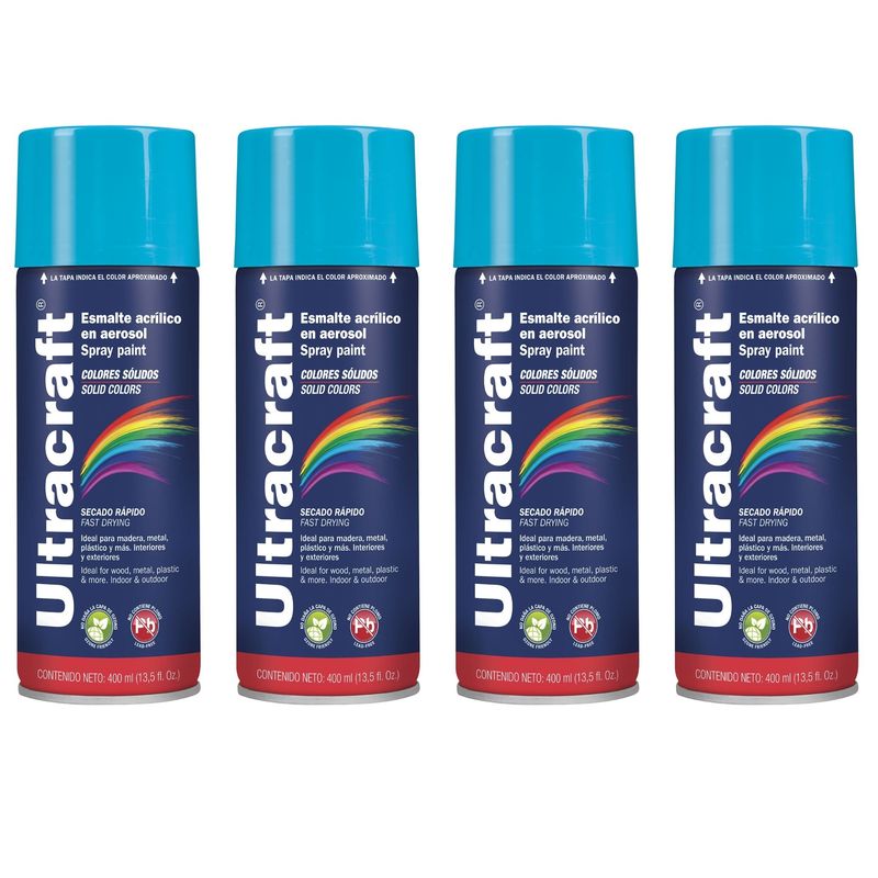 TRUPER - Pintura spray color CELESTE, 4 UNIDADES ULTRACRAF TRUPER
