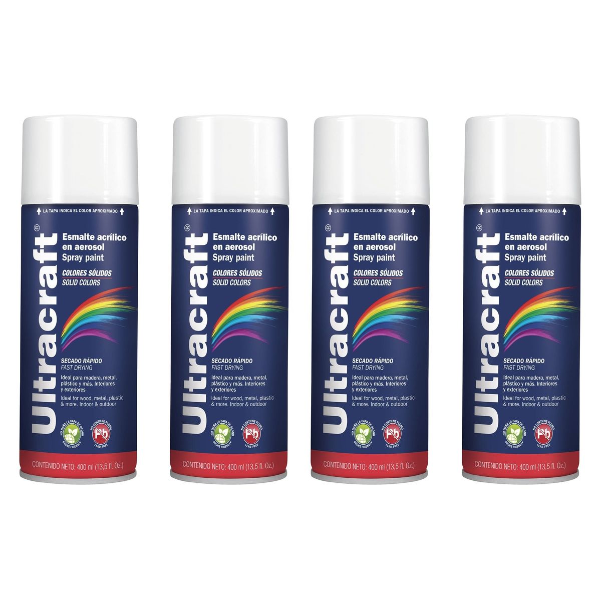 TRUPER - Pintura spray color BLANCO BRILLANTE, 4 UNIDADES ULTRACRAF TRUPER