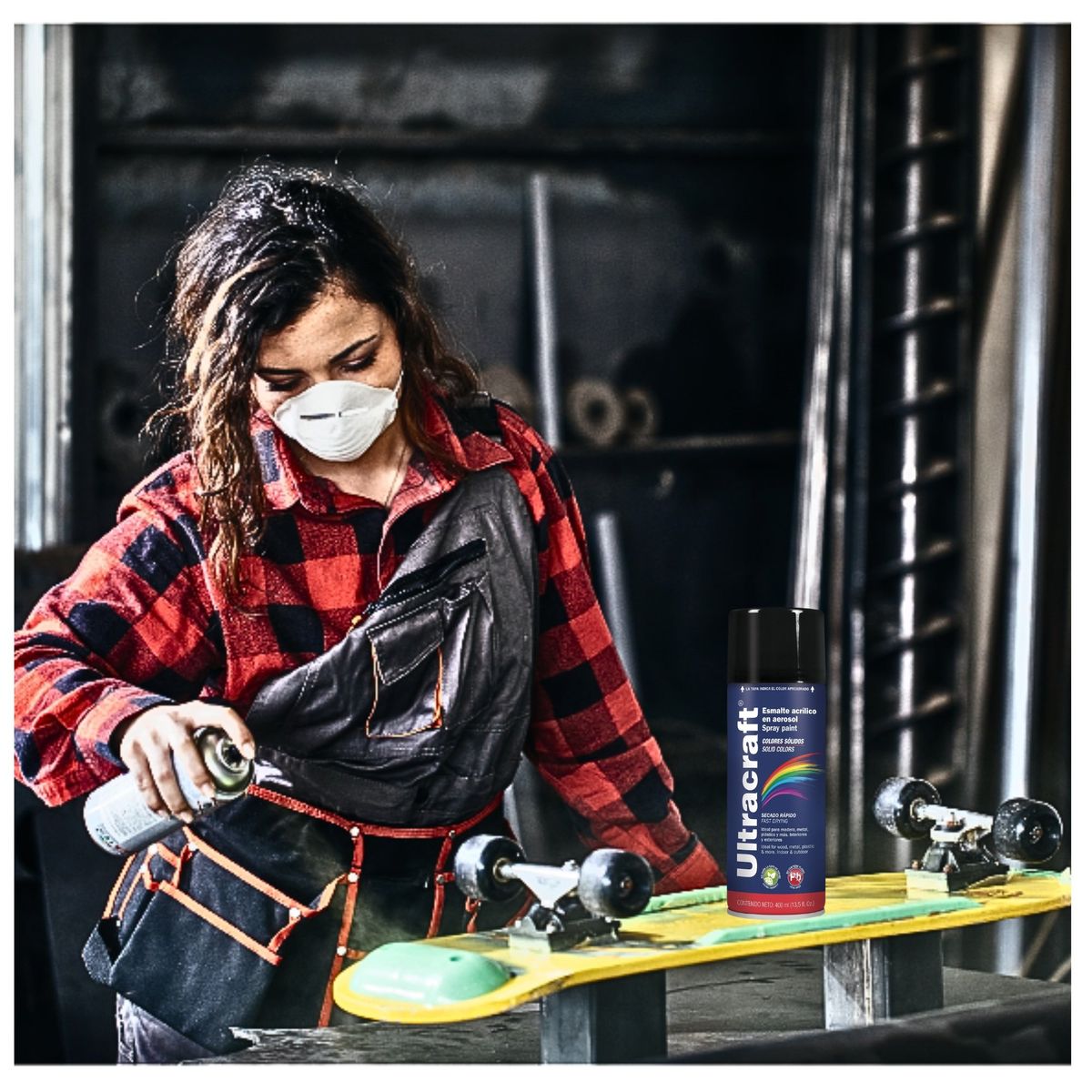 TRUPER - Pintura spray color NEGRO MATE, 4 UNIDADES ULTRACRAF TRUPER