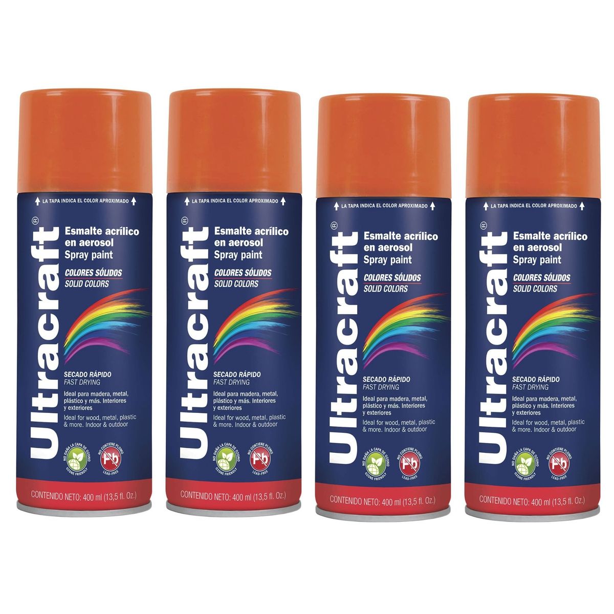 TRUPER - Spray Pintura color NARANJA, 4 UNIDADES ULTRACRAF TRUPER