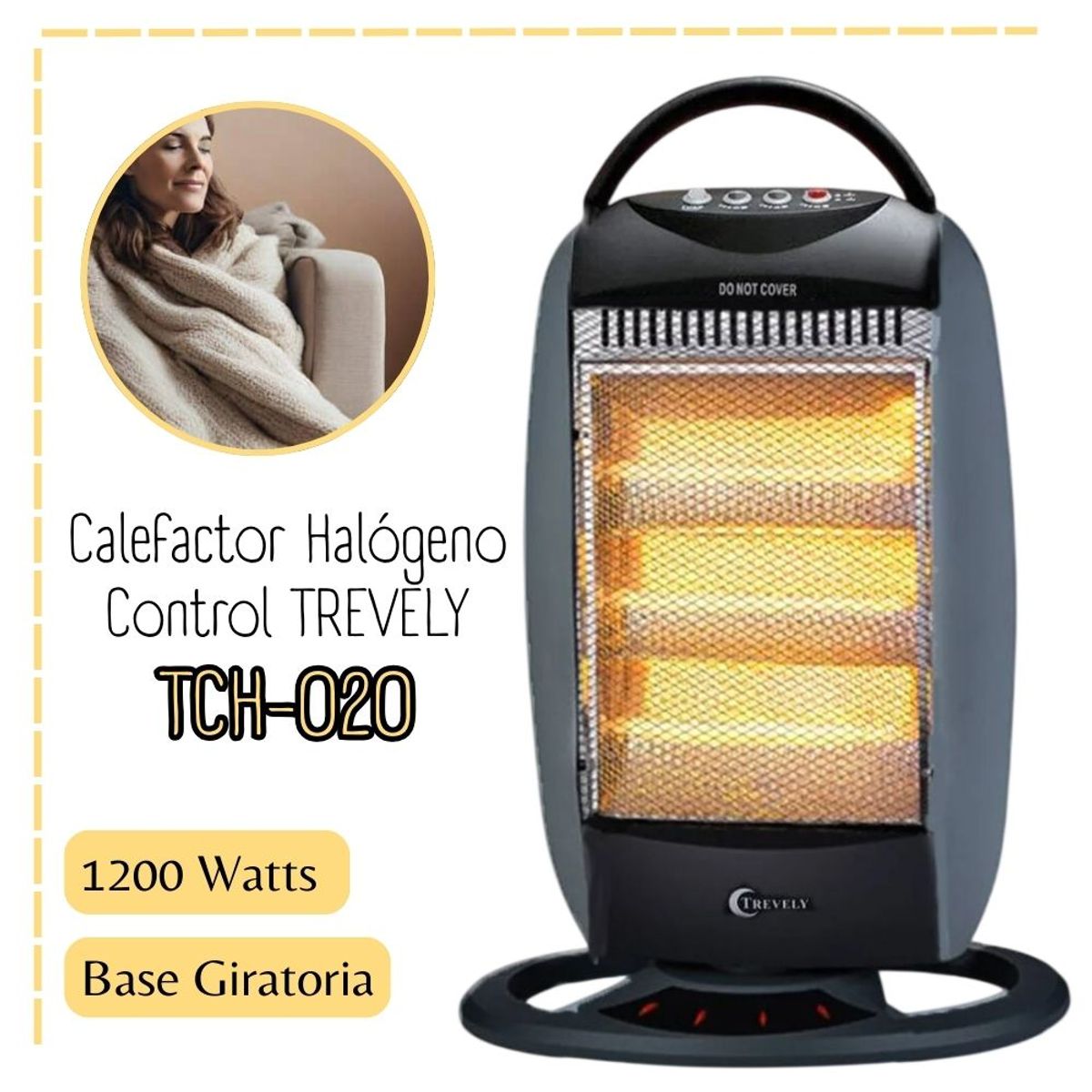 TREVELY - Calentador Electrico Halogeno - Estufa Trevely TCH-020