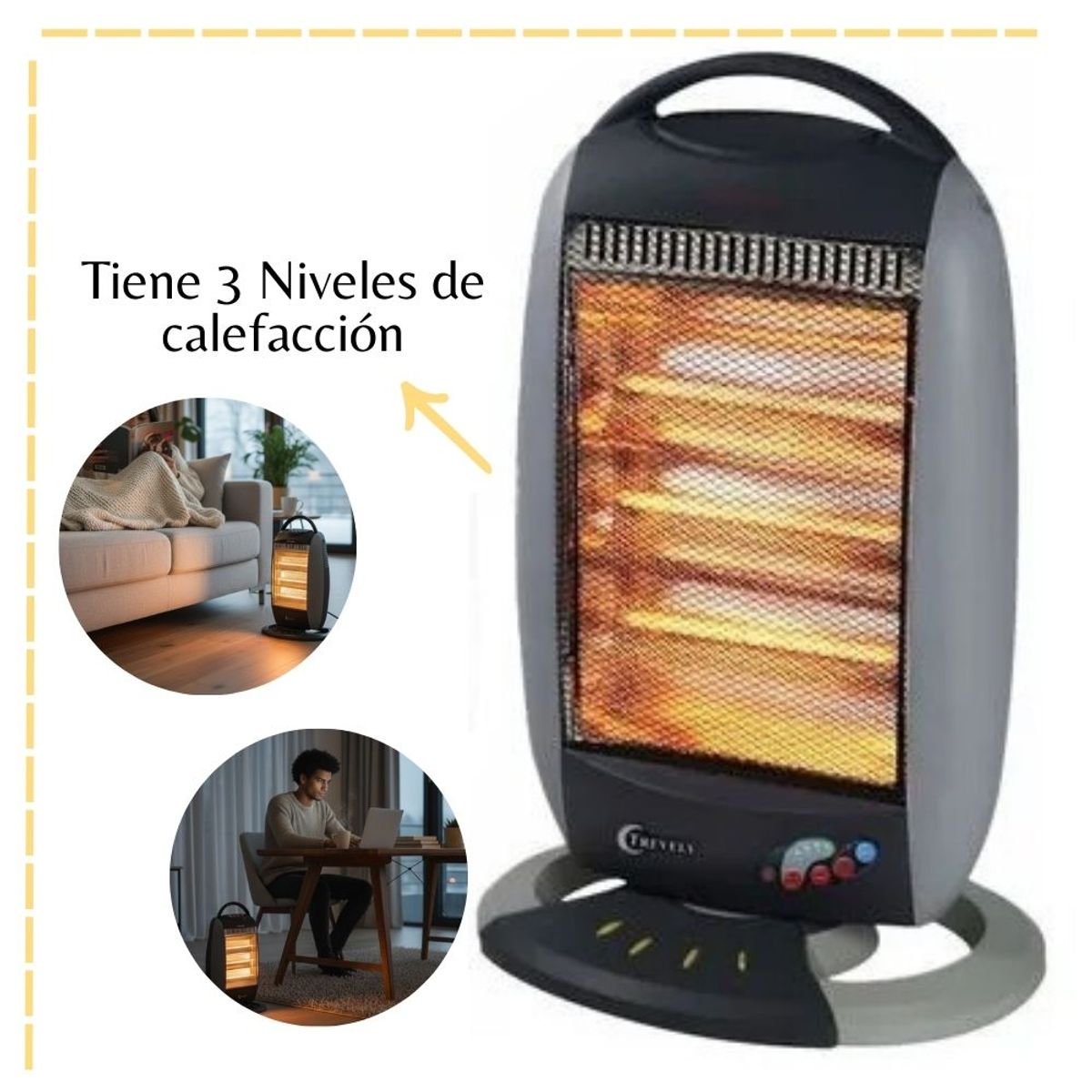 TREVELY - Calentador Electrico Halogeno - Estufa Trevely TCH-020