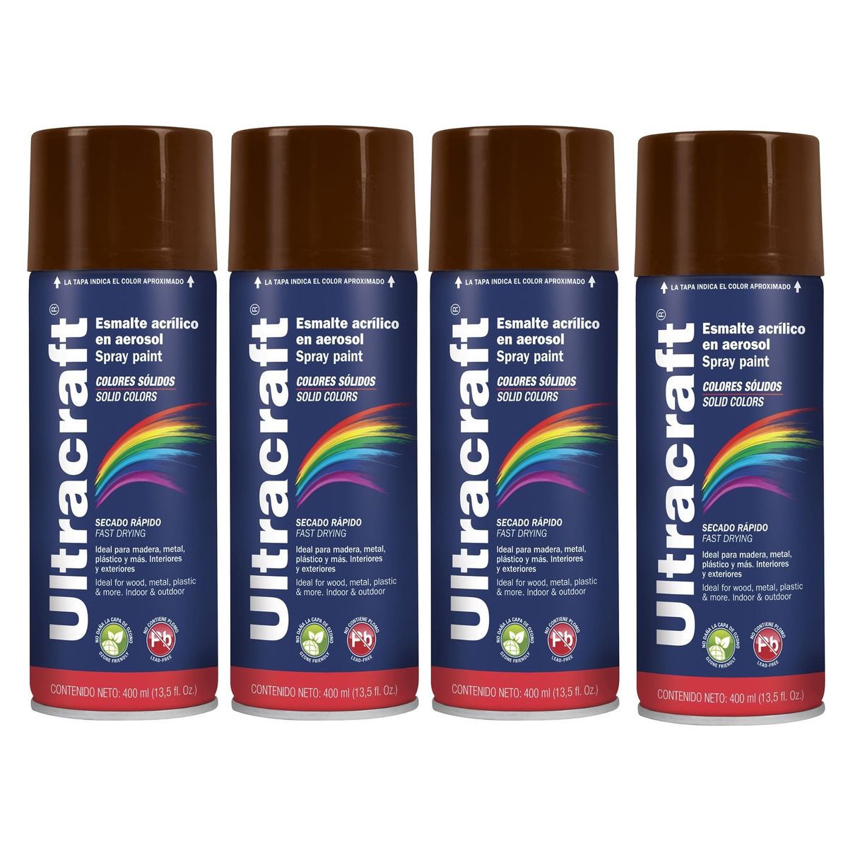 TRUPER - Spray Pintura color MARRON, 4 UNIDADES ULTRACRAF TRUPER