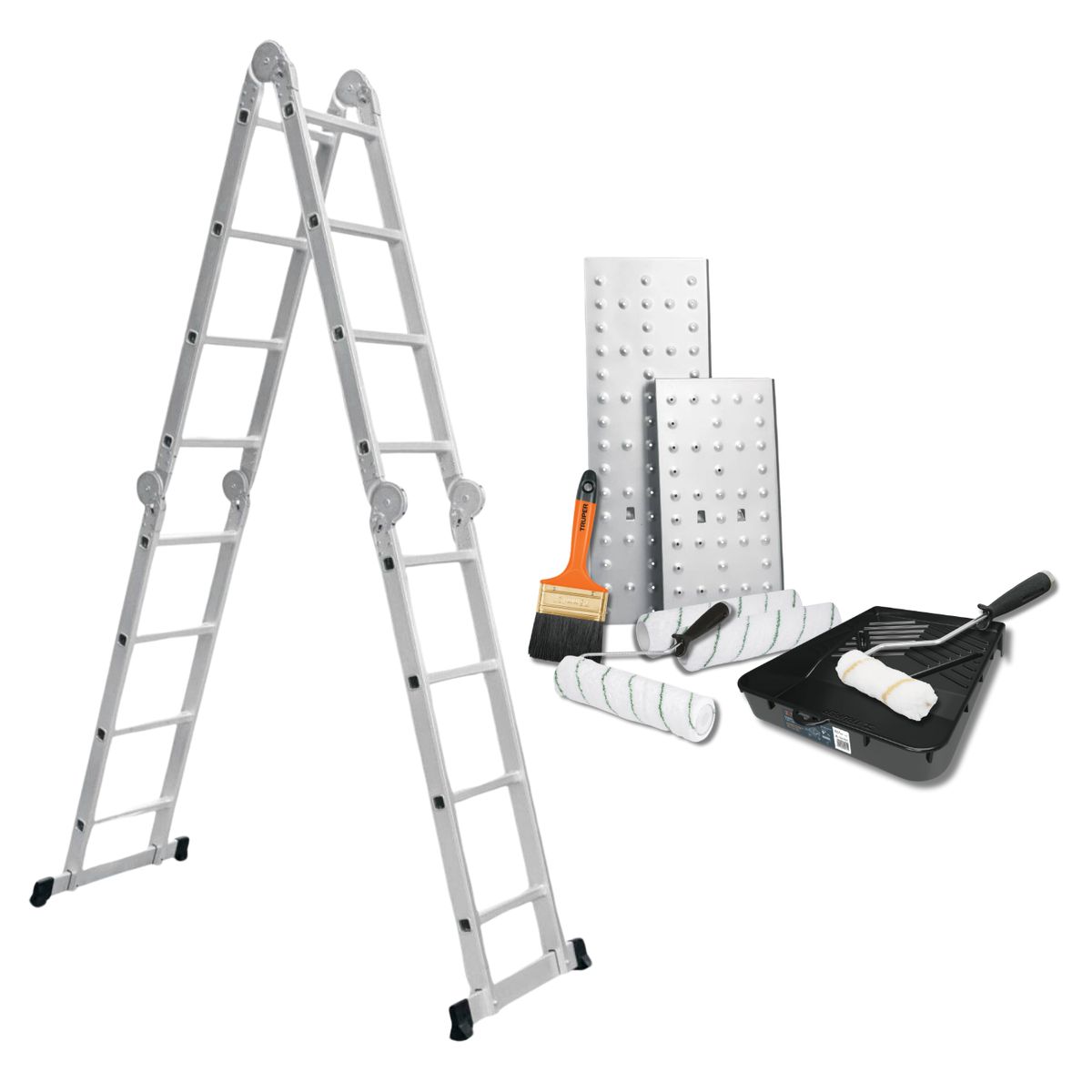 TRUPER - Escalera multiposicion 16 peldaños + kit pintor fino Truper