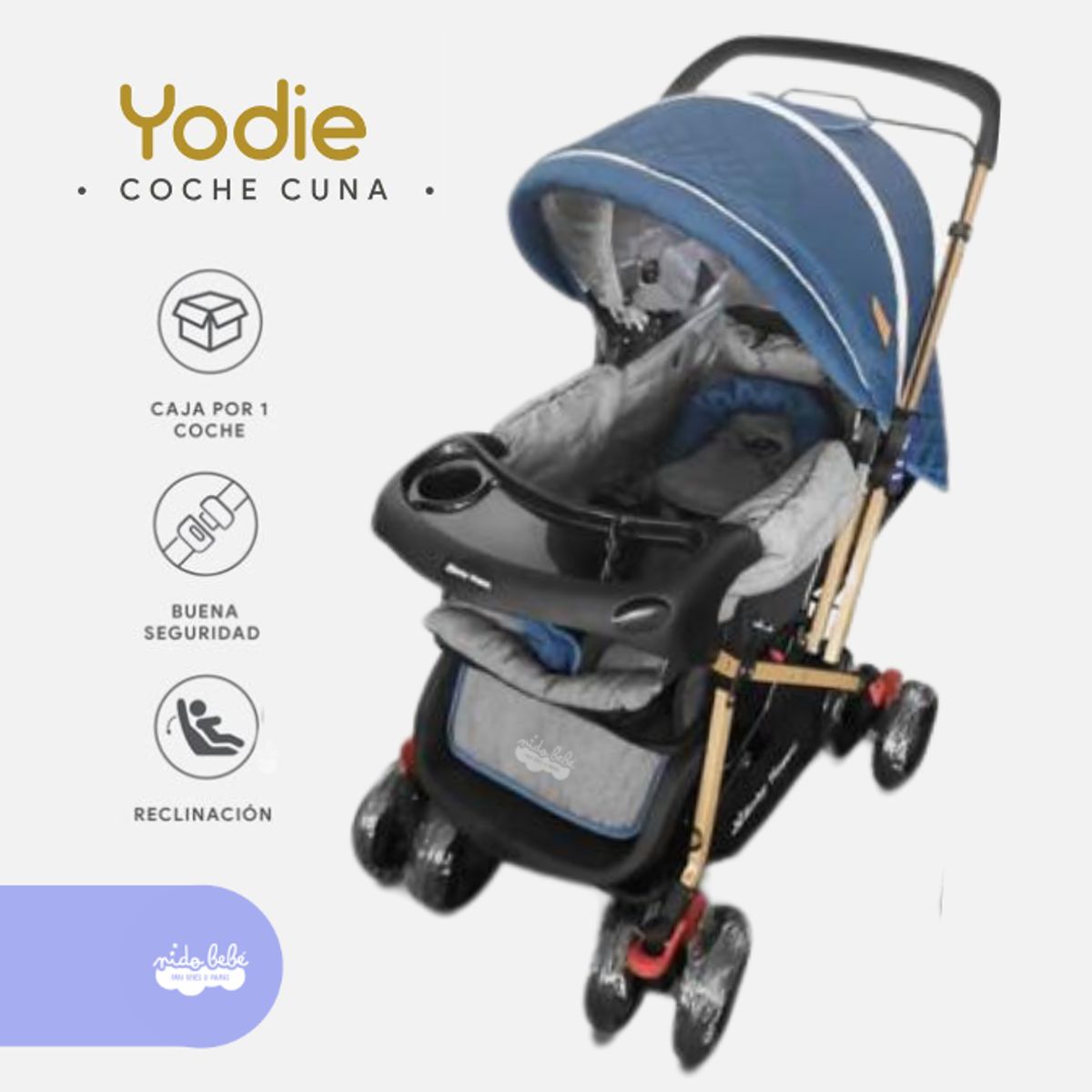 BABY HAPPY - Coche Cuna de Lujo «Yodie» Blue
