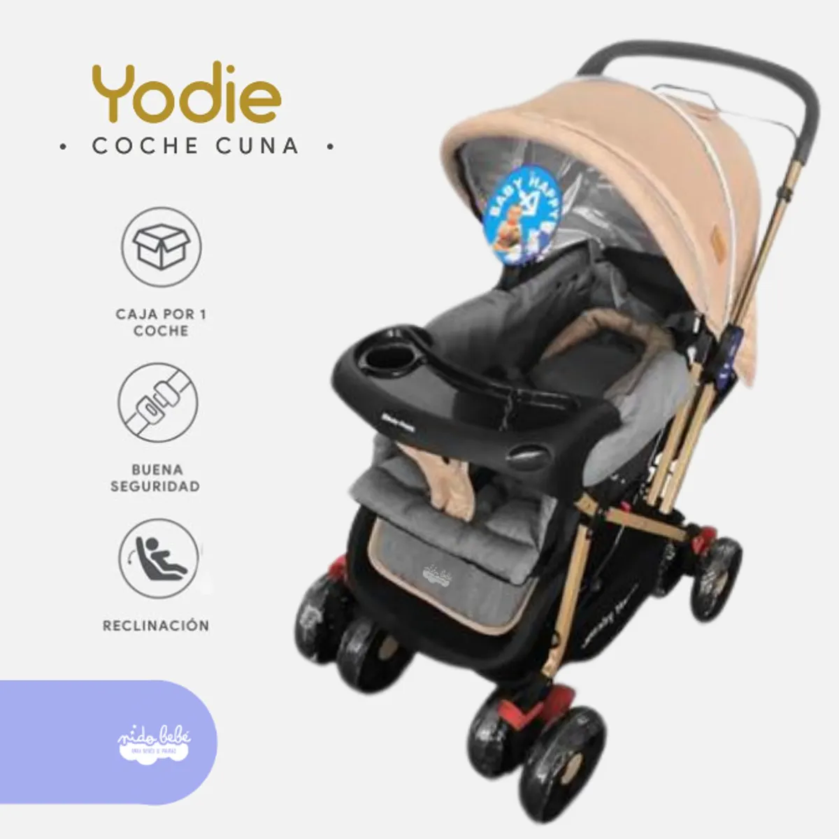 BABY HAPPY - Coche Cuna de Lujo «Yodie» Beige