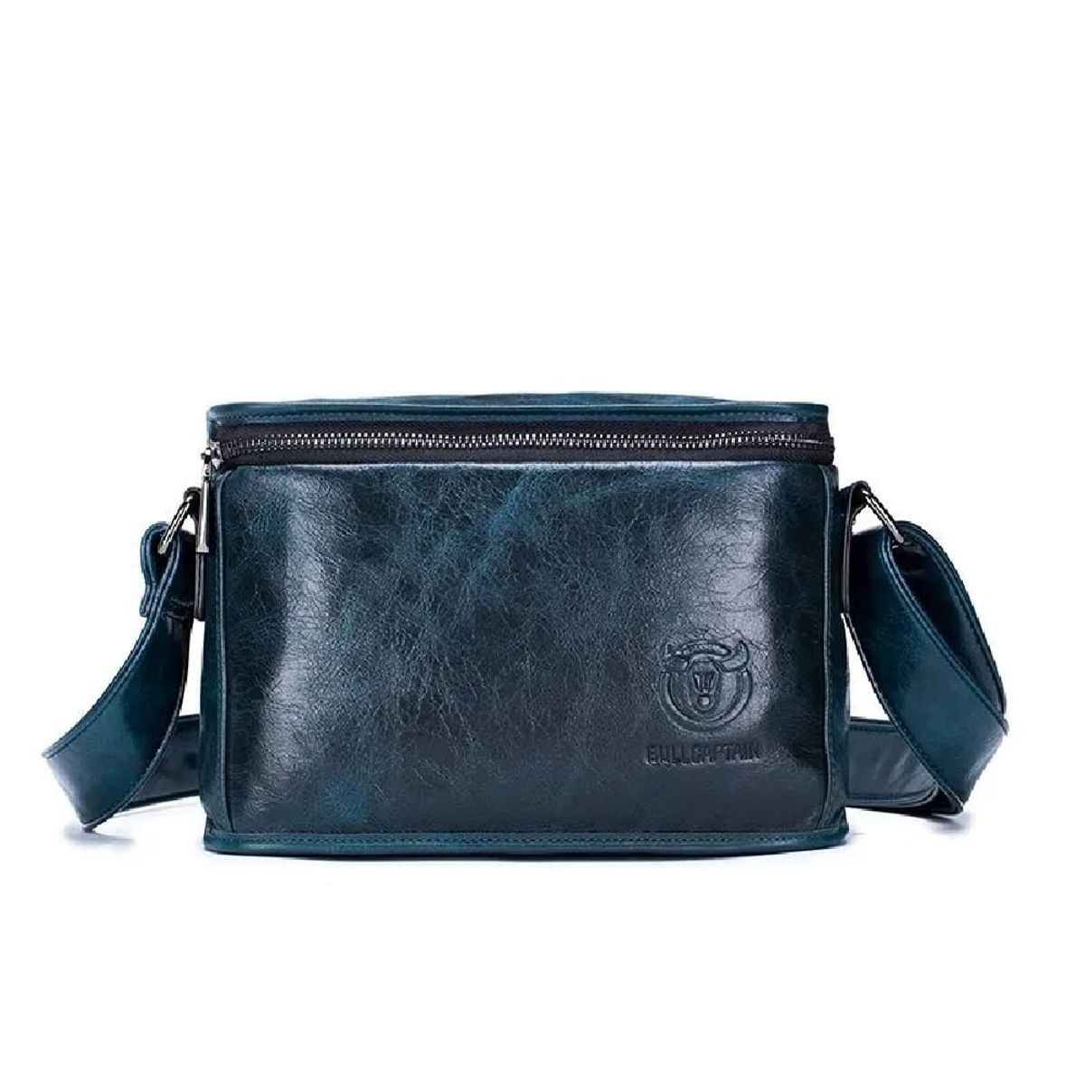 BULLCAPTAIN - BullCaptain - Morral de Cuero Brilloso DJB-301-BL Azul