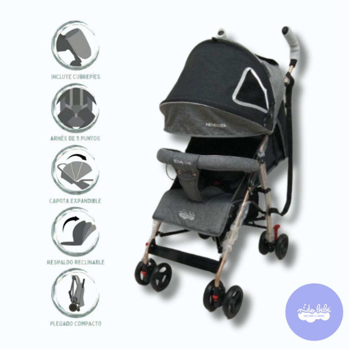 GENERICO - Coche Bastón Deportivo «MENDOZA» Gray