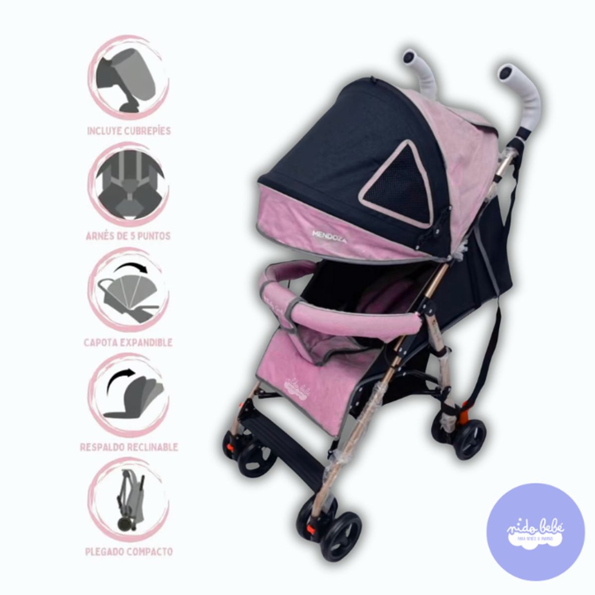 GENERICO - Coche Bastón Deportivo «MENDOZA» Pink