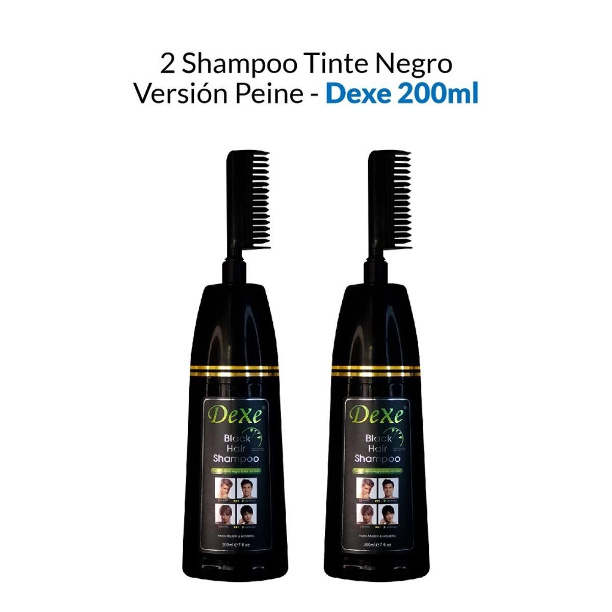 DEXE - Shampoo Tinte Negro Versión Peine Dexe 200ml 2 Unidades