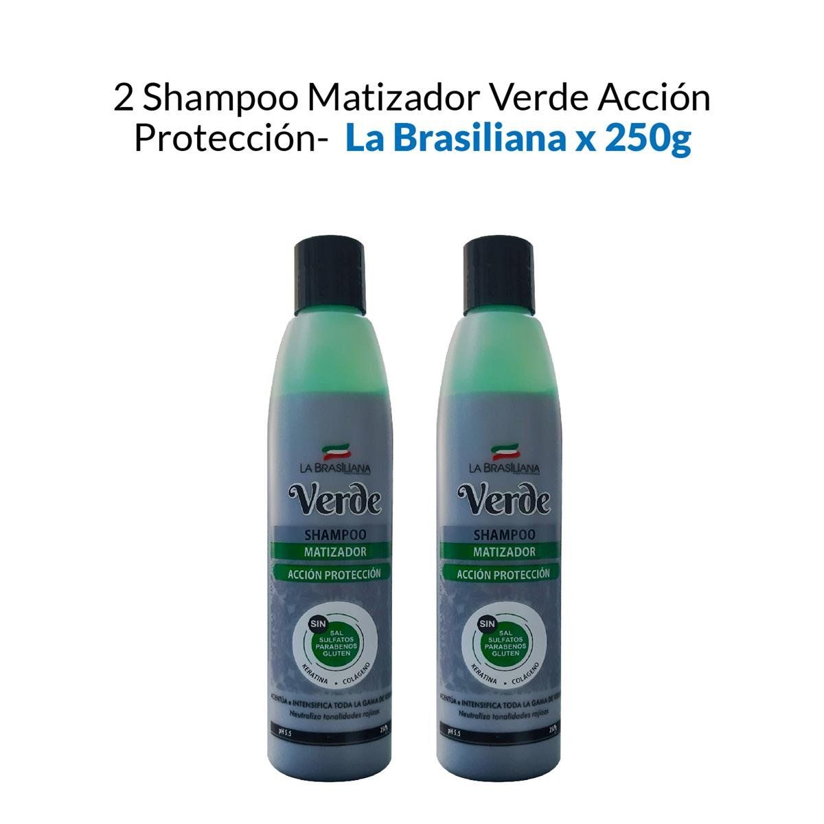 LA BRASILIANA - Shampoo Matizador Verde Acción Protección La Brasiliana 250Gr 2 Uni