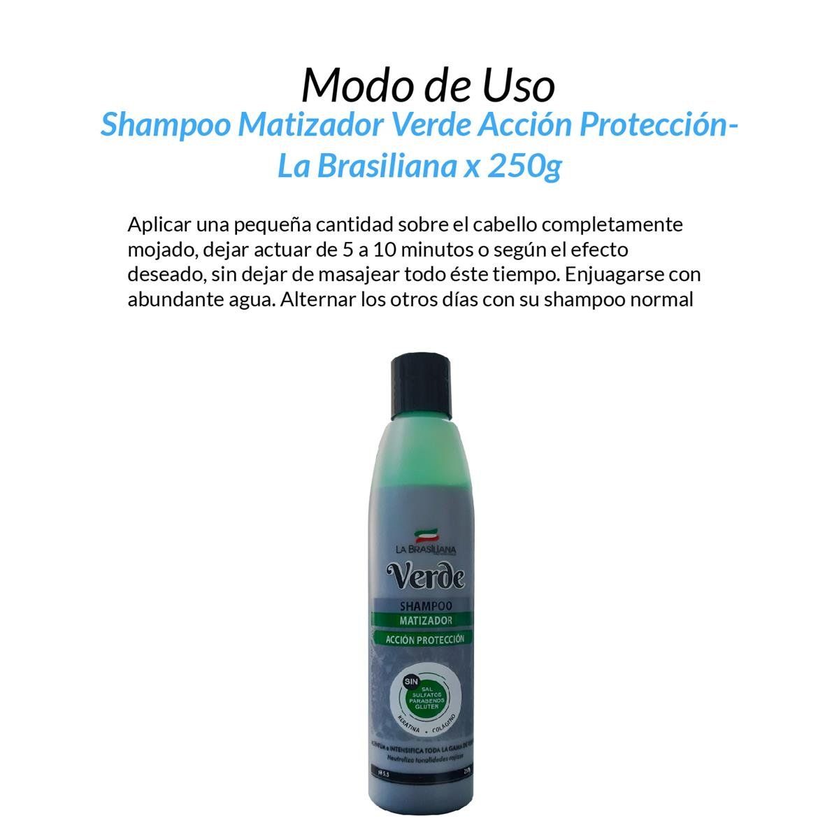LA BRASILIANA - Shampoo Matizador Verde Acción Protección La Brasiliana 250Gr 2 Uni