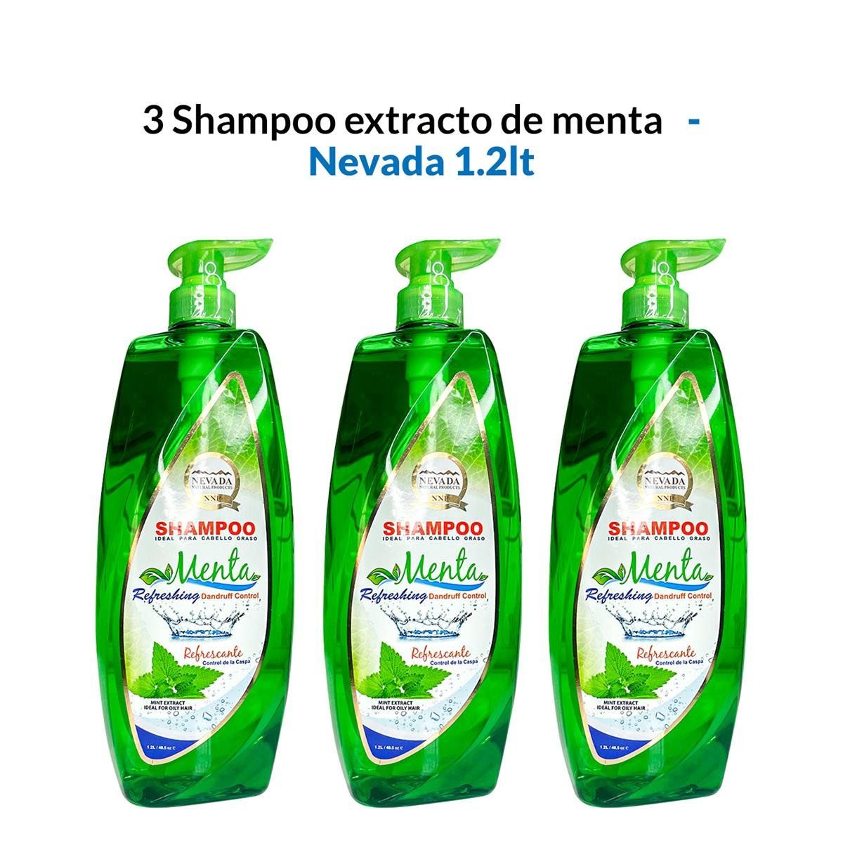 NEVADA NATURAL PRODUCTS - Shampoo Extracto De Menta Nevada 12Lt 3 Unidades