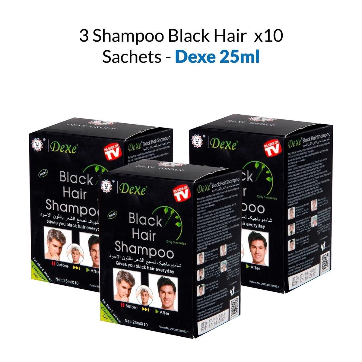 DEXE - Black Hair Shampoo Dexe 25ml x 10 3 Unidades