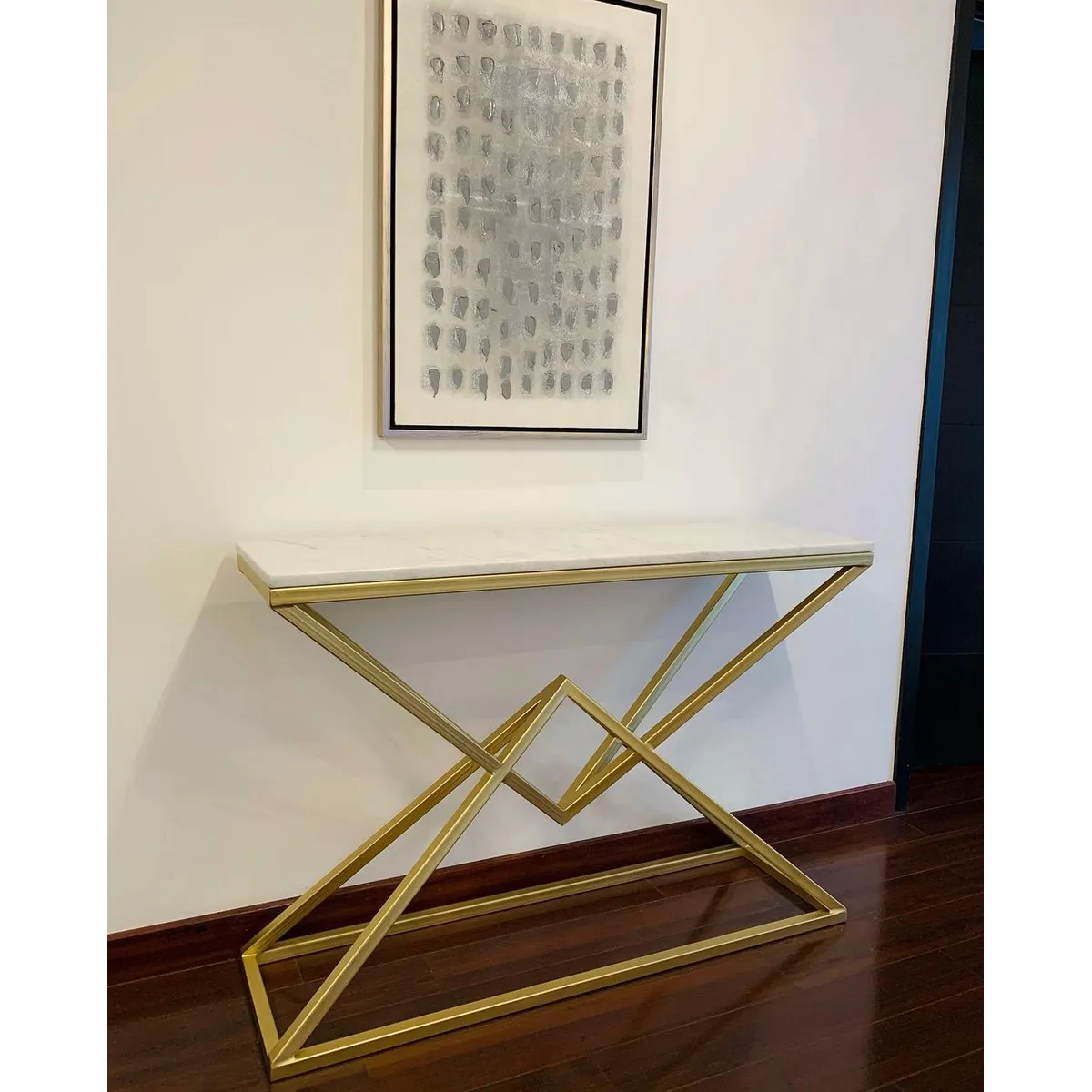 GENERICO - Consola Imperial Dorada con Piedra Sinterizada