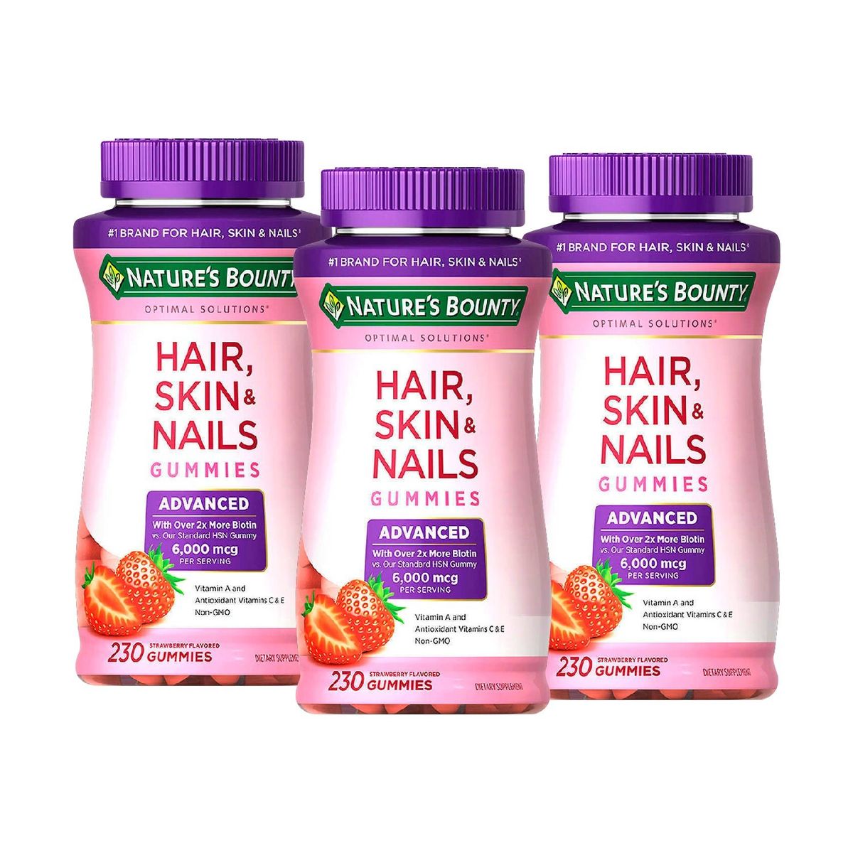 NATURES BOUNTY - Hair Skin & Nails 6000mcg of Biotin 230 Gomitas 3 Unidades