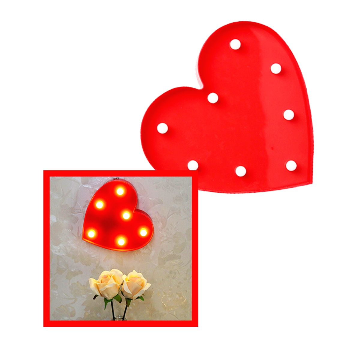 GENERICO - Lámpara Decorativa Led Mesa // Forma de CORAZÓN  // 2 unidades