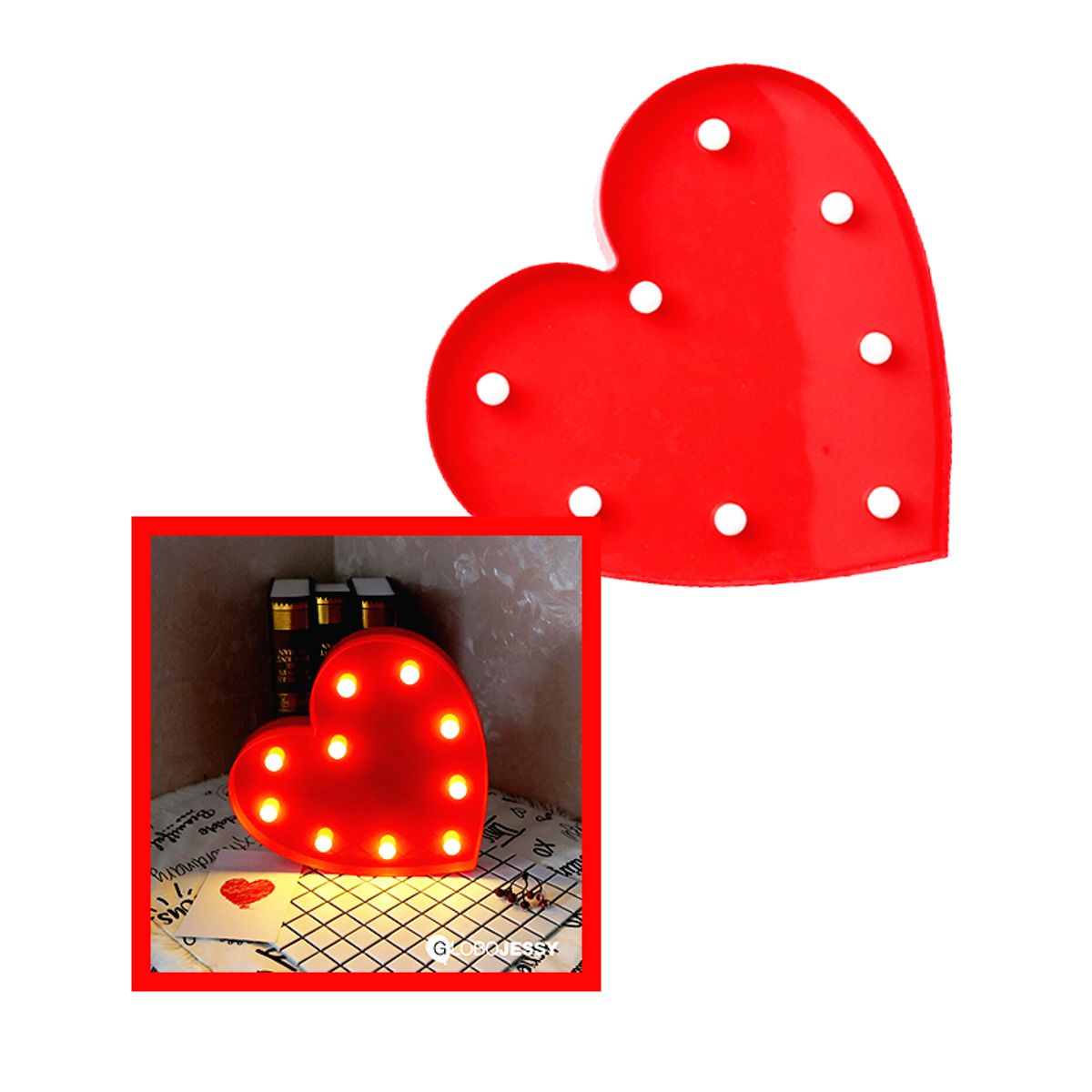 GENERICO - Lámpara Decorativa Led Mesa // Forma de CORAZÓN  // 2 unidades