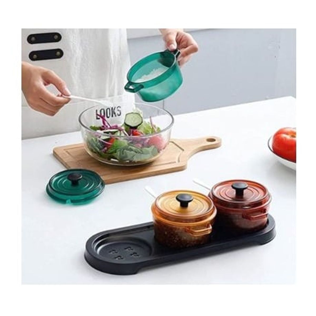 GENERICO - Condimentos con bandeja de tapa + cuchara