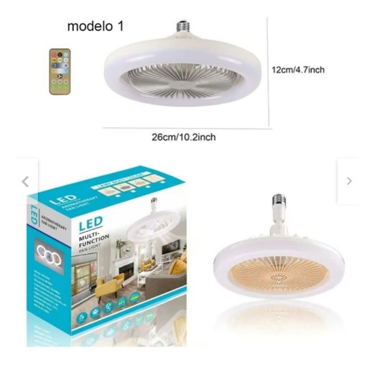 GENERICO - Foco ventilador de techo ahorrador inteligente + control y fragancia