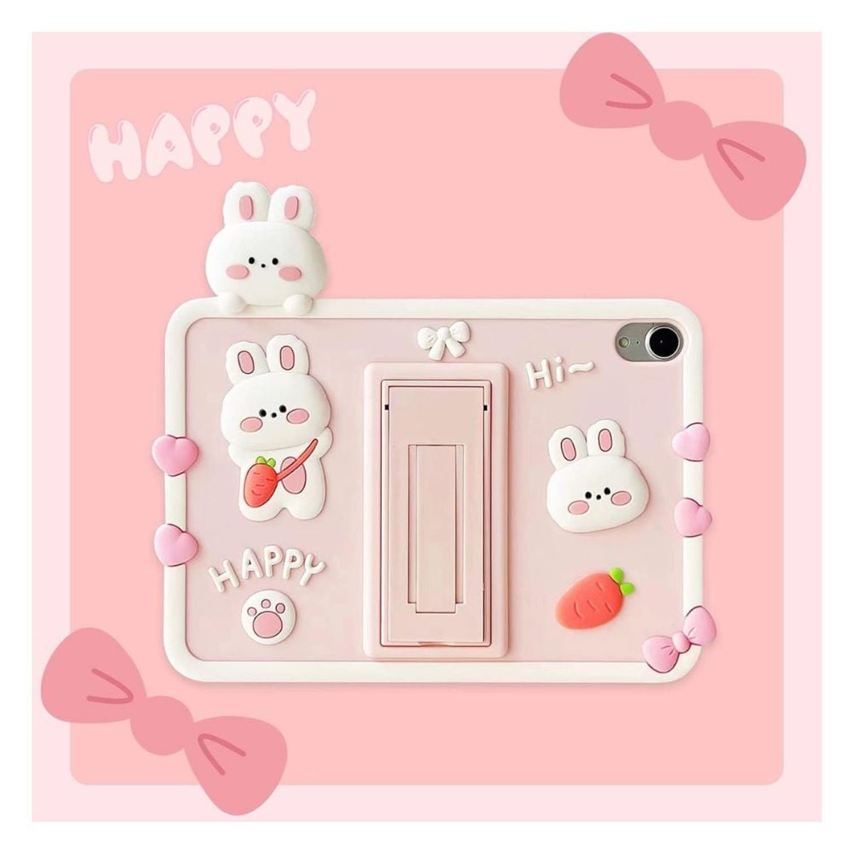 GENERICO - Funda 3D case para IPAD 10.2 2019 5 PINK CONEJO