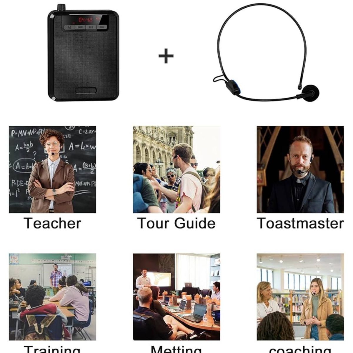 SEISA - Amplificador de Voz Portátil con Micrófono con Vincha Recargable