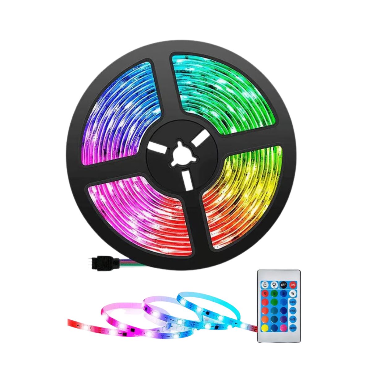 GENERICO - Cinta Led RGB 2835  Control Remoto + Fuente Adaptador KIT