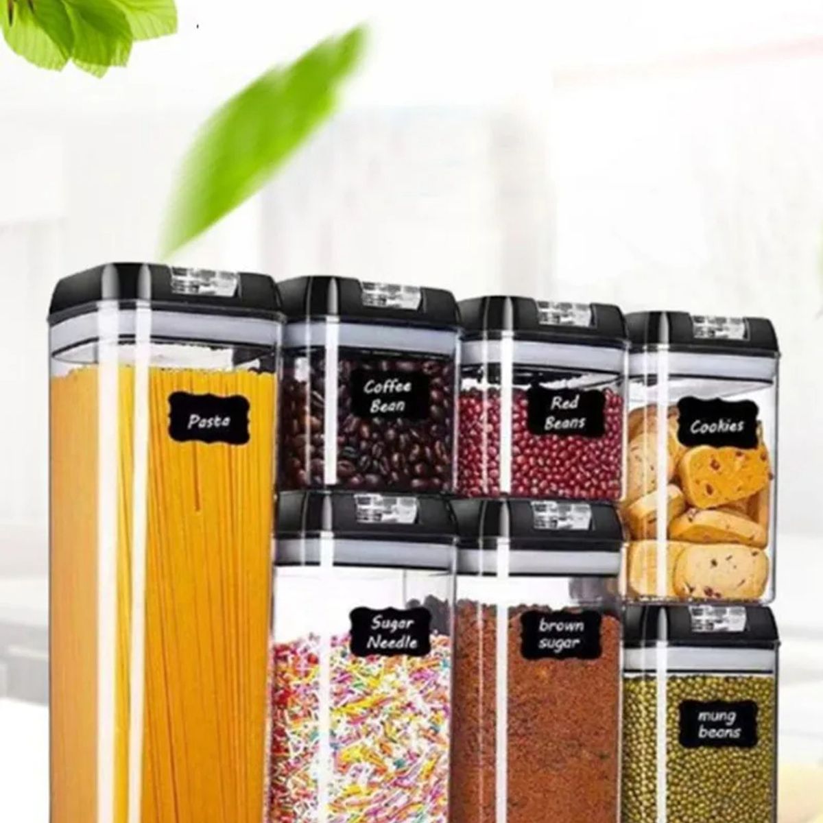 GENERICO - SET RECIPIENTES 7 PIEZAS CEREALES HERMÉTICO ALMACENAMIENTO GENIEKA