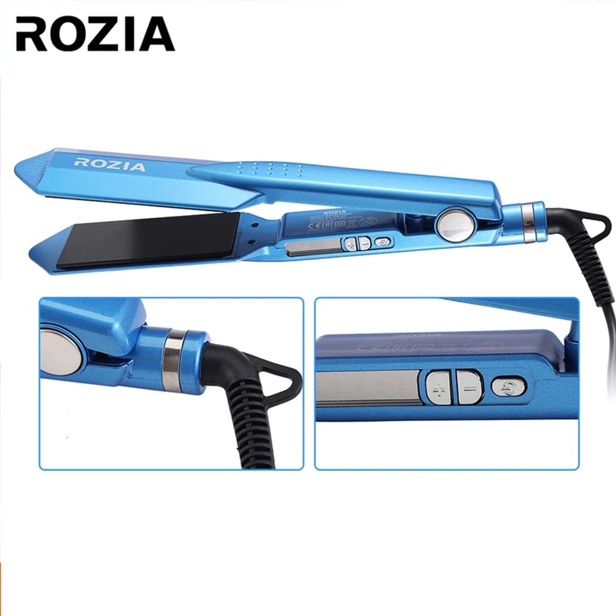 GENERICO - Plancha Digital Laceador Rozia Para Cabello de 60W Celeste