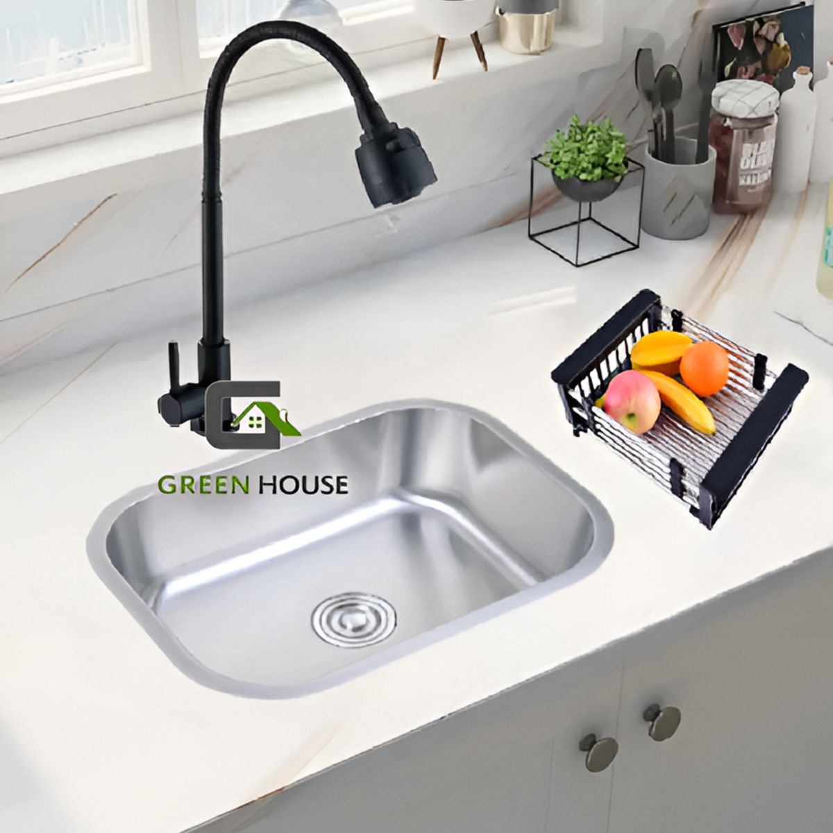 GENERICO - COMBO DE LAVADERO 44x39x21cm  + GRIFERIA  AGUA FRIA  ACERO INOXIDABLE