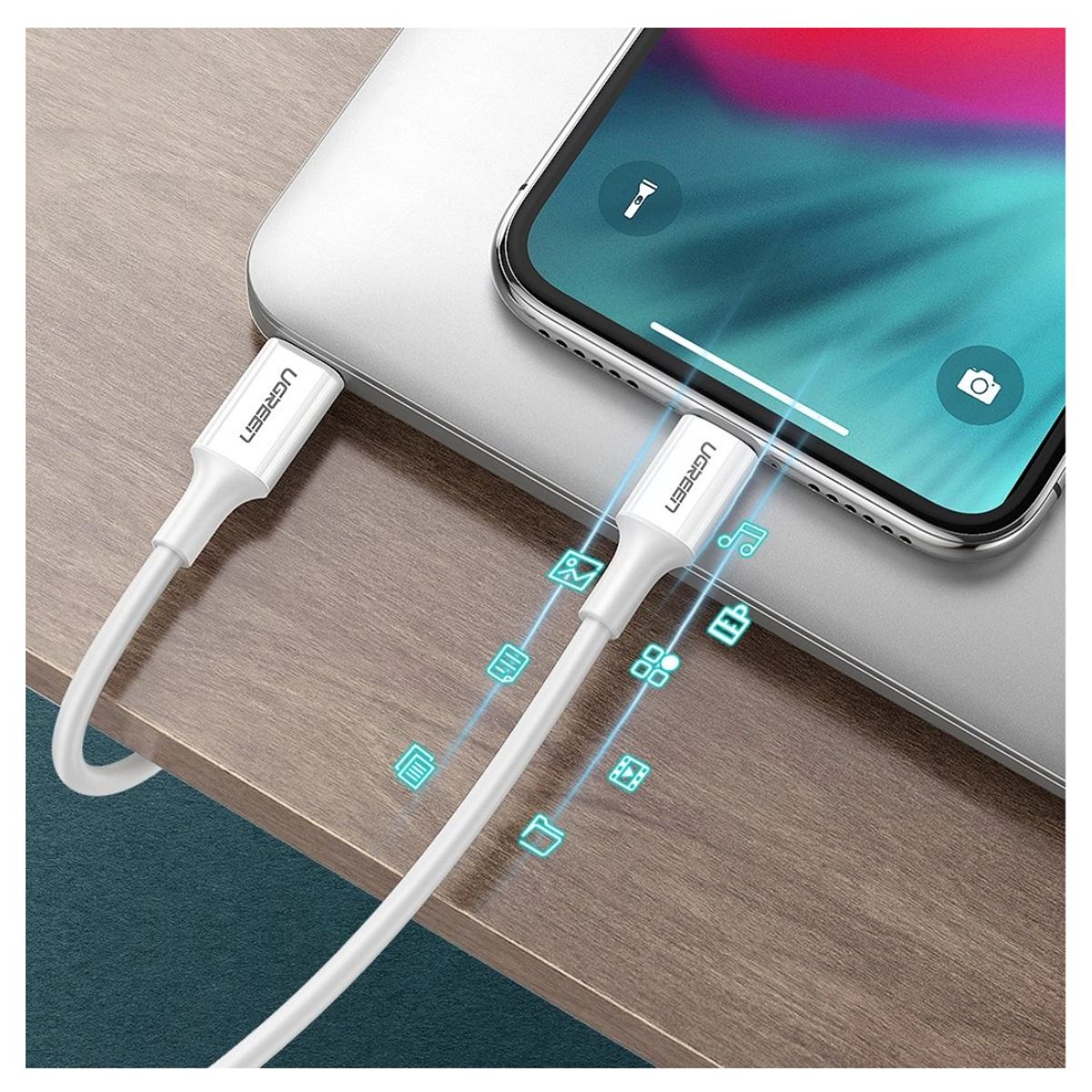 UGREEN - Cable UGREEN Type C a Lightning 60W Certificado MFI para iPhone 14/13 pro, iPad Pro1M US171 - 10493 BLANCO