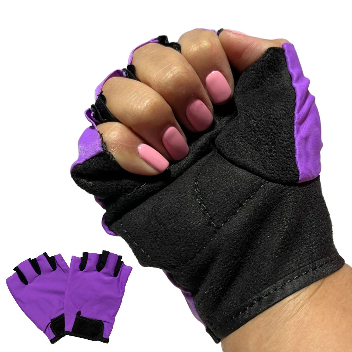 TODO FIT - Guantes Mitones de Látex para Gym Mujer Comodidad y Agarre Seguro Morado