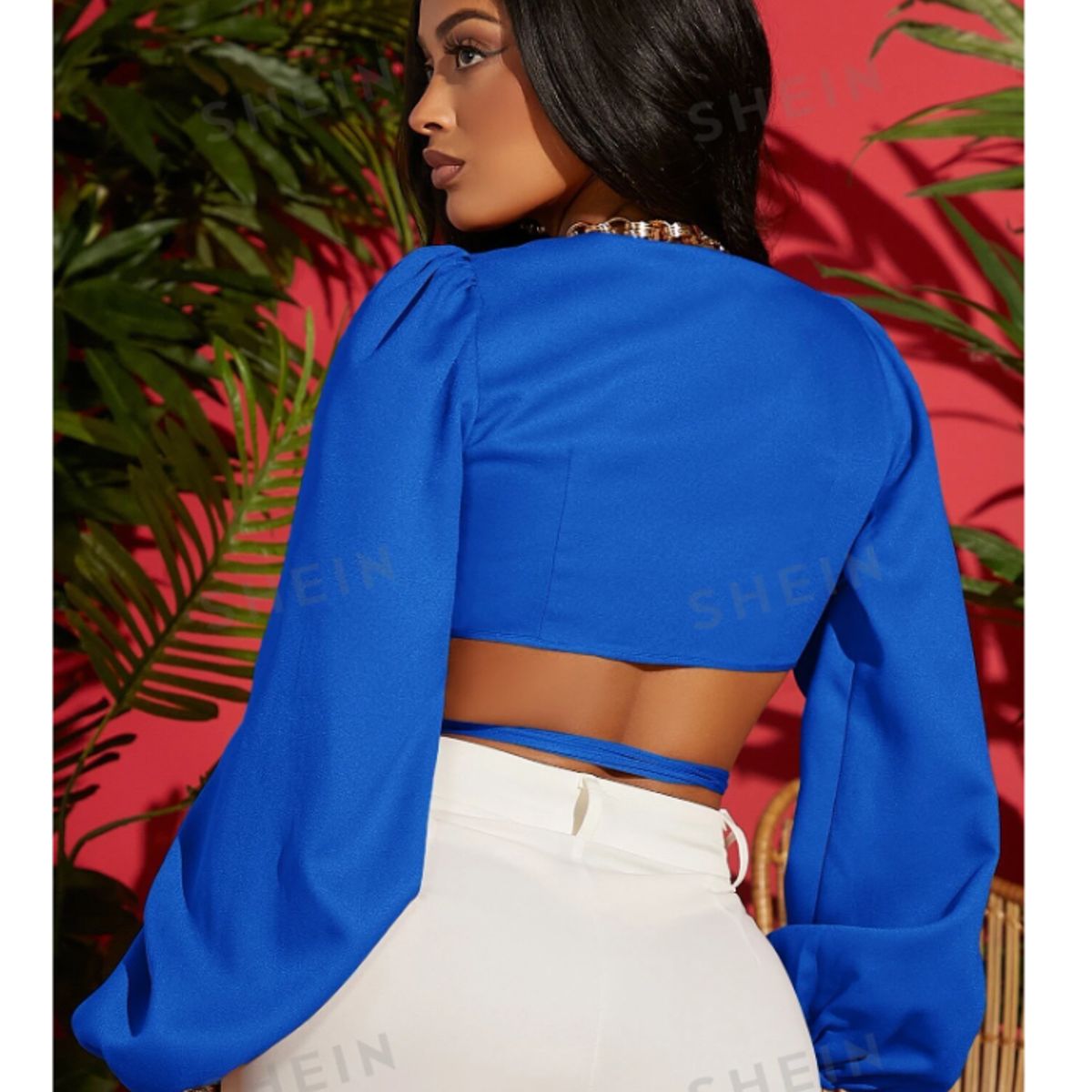 GENERICO - TOP MANGA LARGA CON TIRA CRUZADA