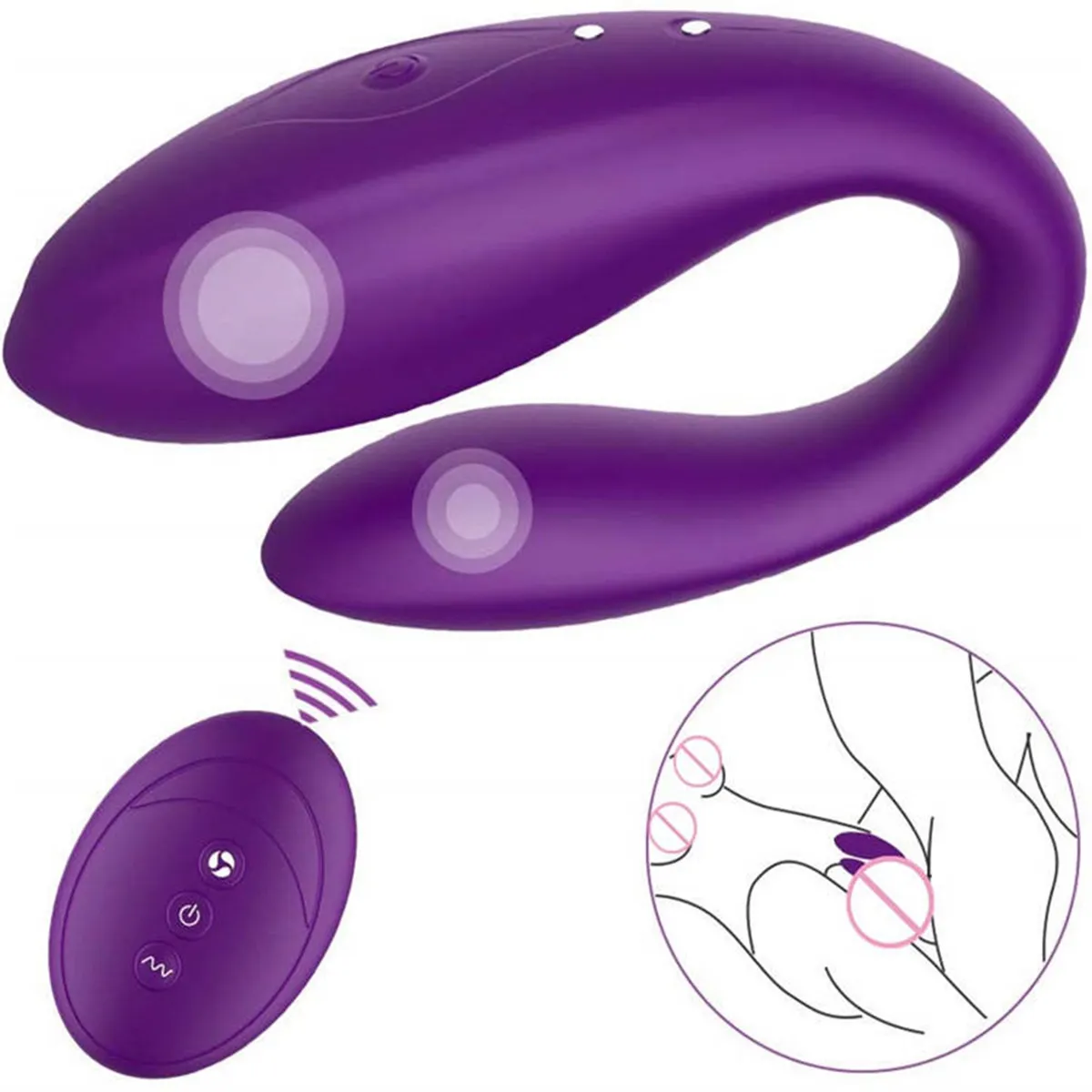 GENERICO - Vibrador Doble Estimulación Control Remoto - Morado