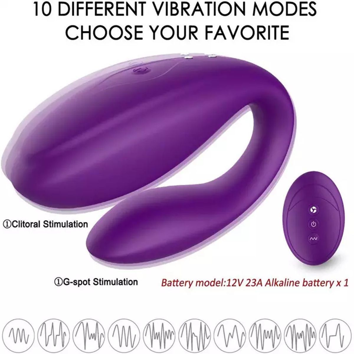 GENERICO - Vibrador Doble Estimulación Control Remoto - Morado