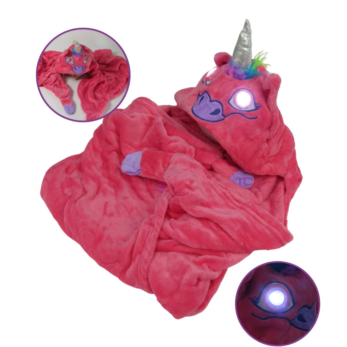 GENERICO - Capa  Mágica Unicornio Luz LED Rosado Disfraz Día del Niño