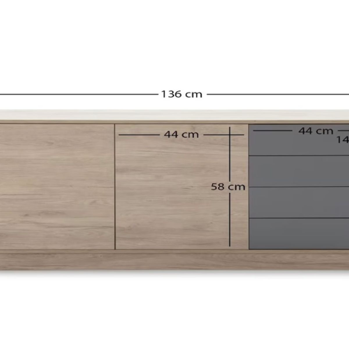NACION MUEBLES - APARADOR MERIDA COLOR MARRON Y GRIS NM