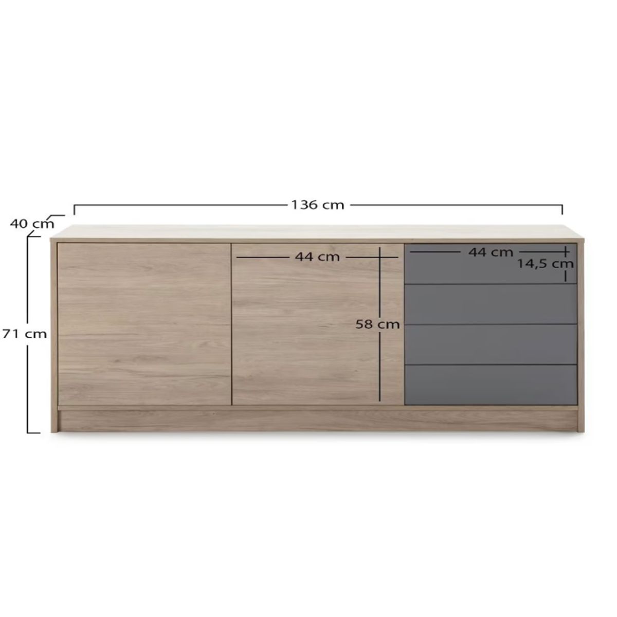 NACION MUEBLES - APARADOR MERIDA COLOR MARRON Y GRIS NM