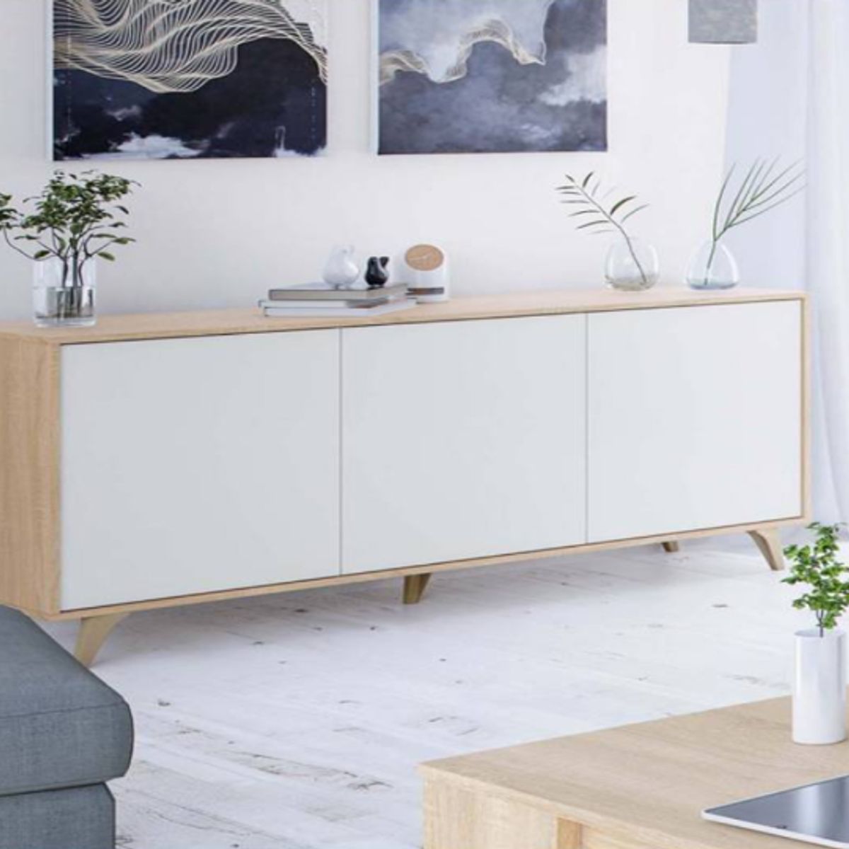 NACION MUEBLES - APARADOR BILBAO COLOR DUNA Y BLANCO NM