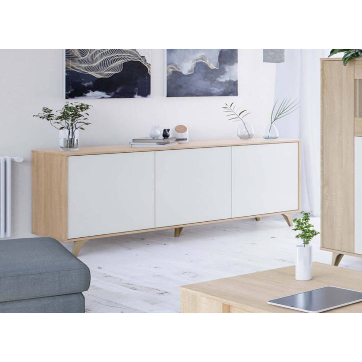 NACION MUEBLES - APARADOR BILBAO COLOR DUNA Y BLANCO NM