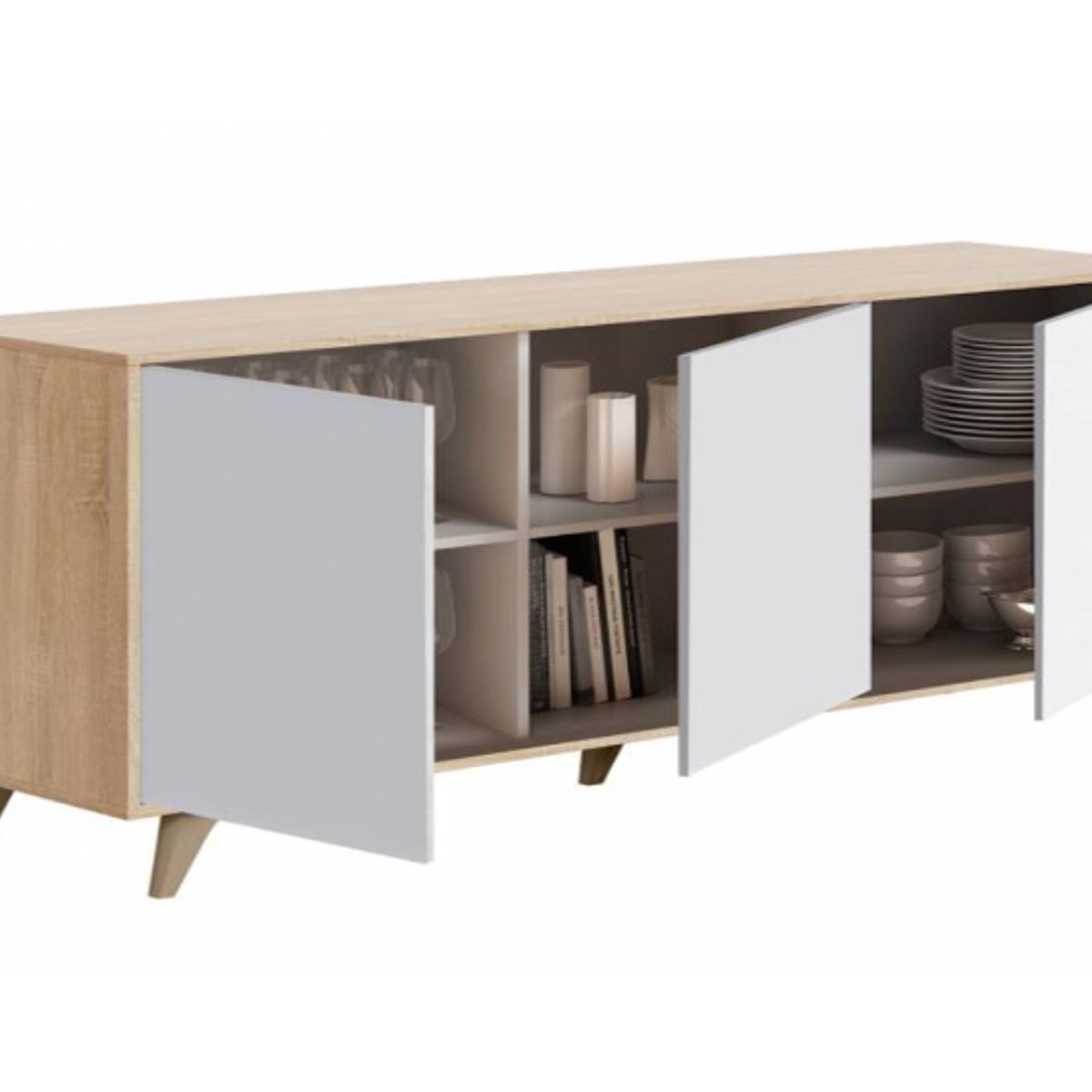 NACION MUEBLES - APARADOR BILBAO COLOR DUNA Y BLANCO NM